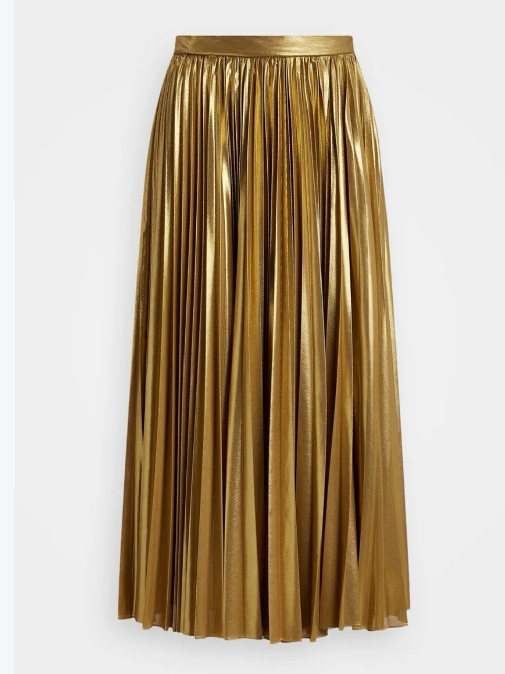 Gold Pleated Maxi Skirt - Women's Metallic Evening Skirt